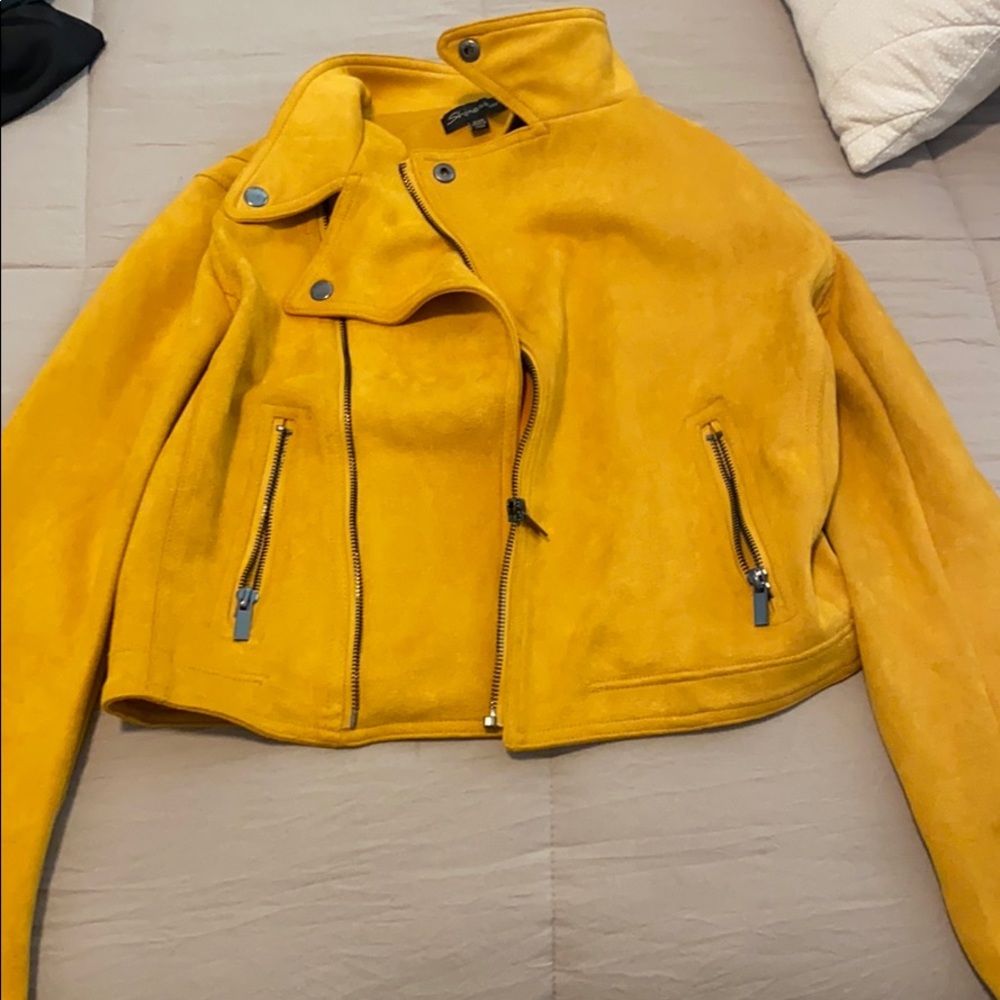 Yellow suede Moto jacket